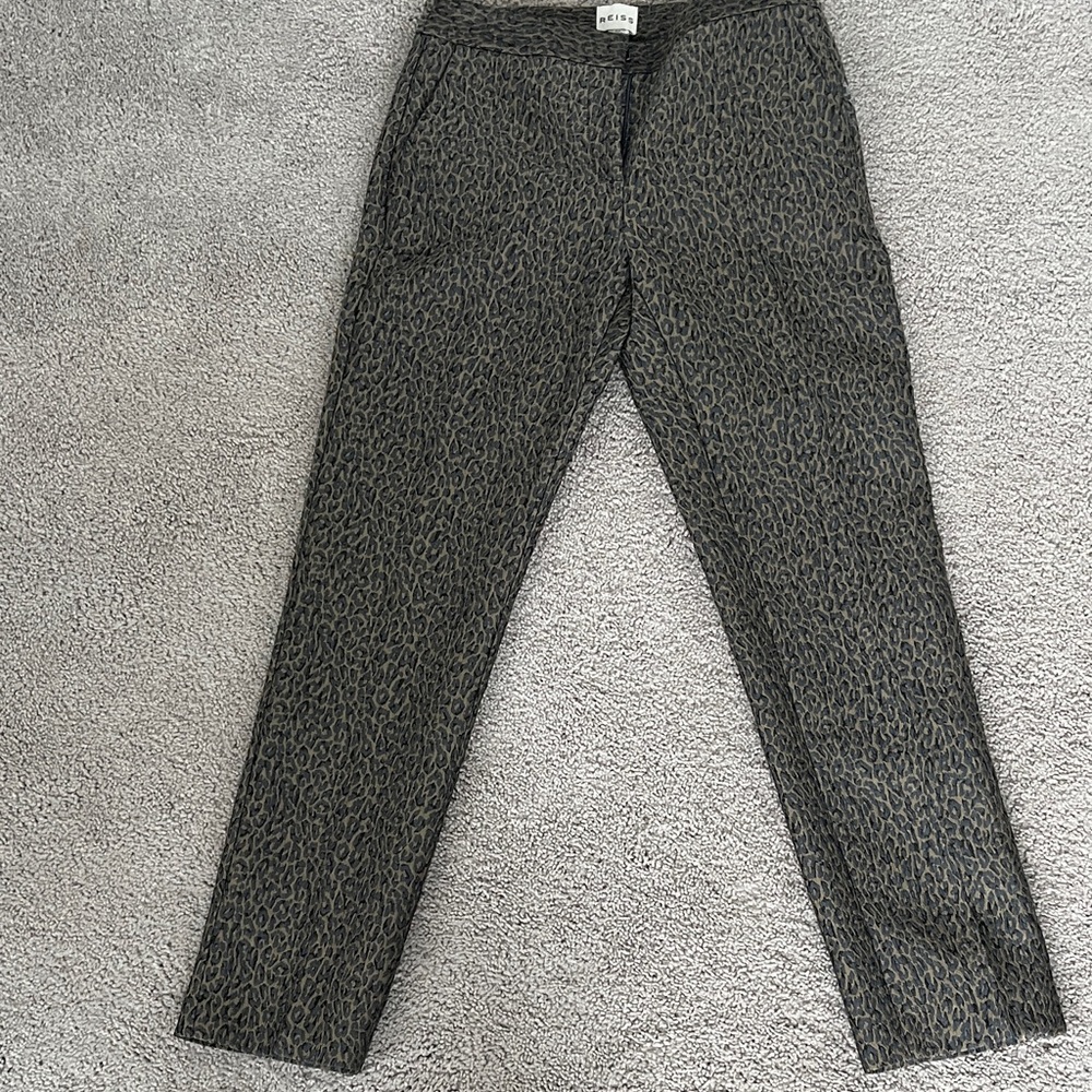 Reiss Black Patterned Ankle Pants
